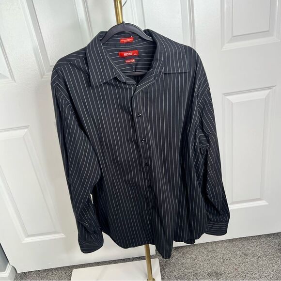 Sz XXL Report Collection Black Striped Dress Shirt - Picture 4 of 9